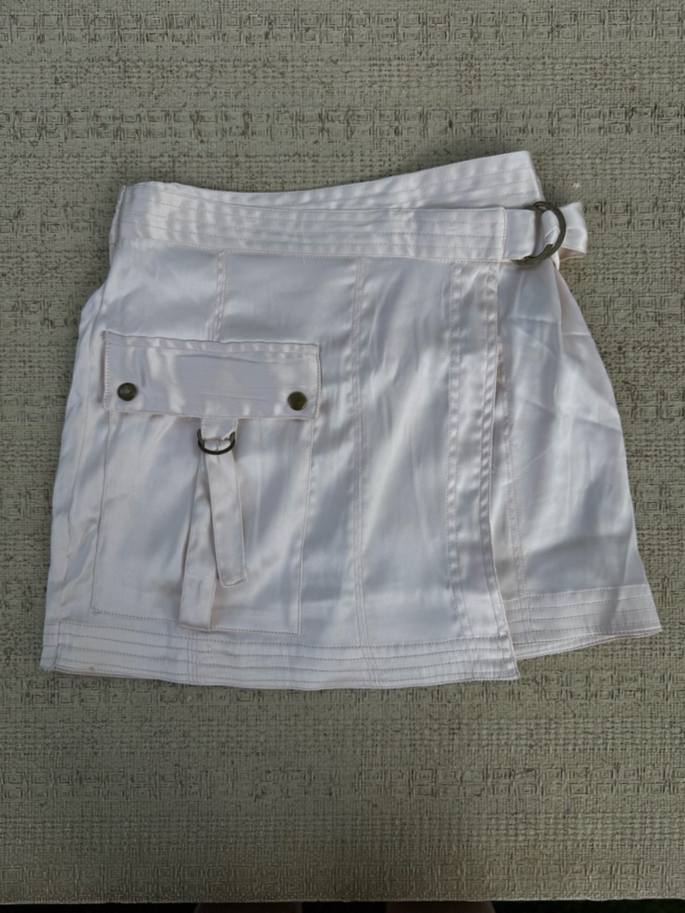 Anthropologie Silky Satin-Cream Utility Wrap Utility Skirt Belt Size 4 Small - Picture 6 of 8